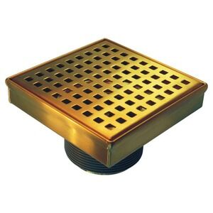 4" × 4" Brushed Gold Square Shower Drain – Square Pattern Cover